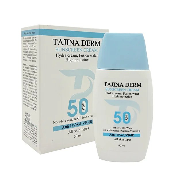 کرم ضد آفتاب بی‌رنگ تاجینادرم SPF 50 مدل All skin مناسب برای انواع پوست محافظ UVA/UVB حجم  102401226