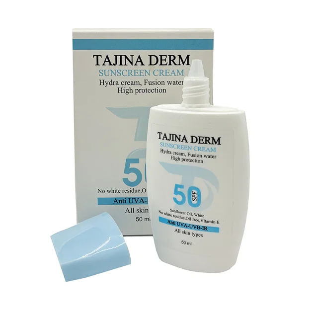 کرم ضد آفتاب بی‌رنگ تاجینادرم SPF 50 مدل All skin مناسب برای انواع پوست محافظ UVA/UVB حجم  102401236
