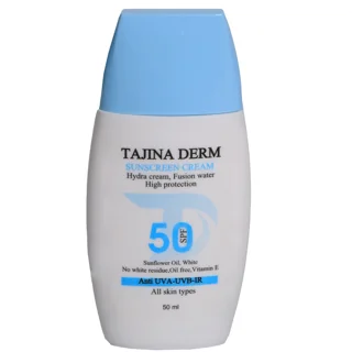 کرم ضد آفتاب بی‌رنگ تاجینادرم SPF 50 مدل All skin مناسب برای انواع پوست محافظ UVA/UVB حجم  102401232